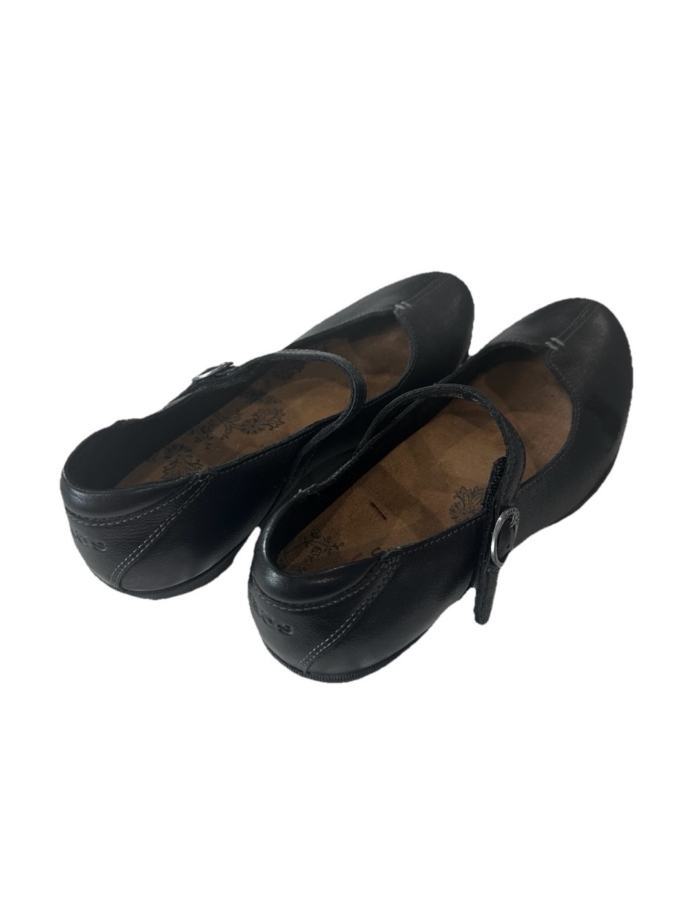 Taos Ta Dah Black Leather Mary Jane Flats Orthotic Comfort Shoes Size 7W